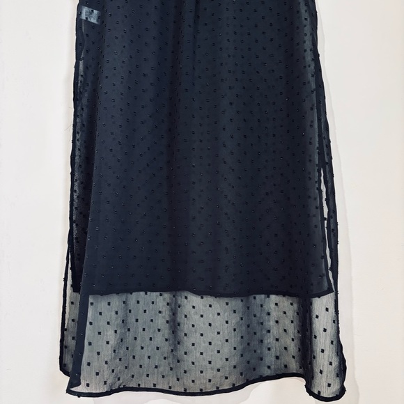 Elle black sheer button up high low short sleeve relaxed long shirt duster Small - Picture 8 of 16